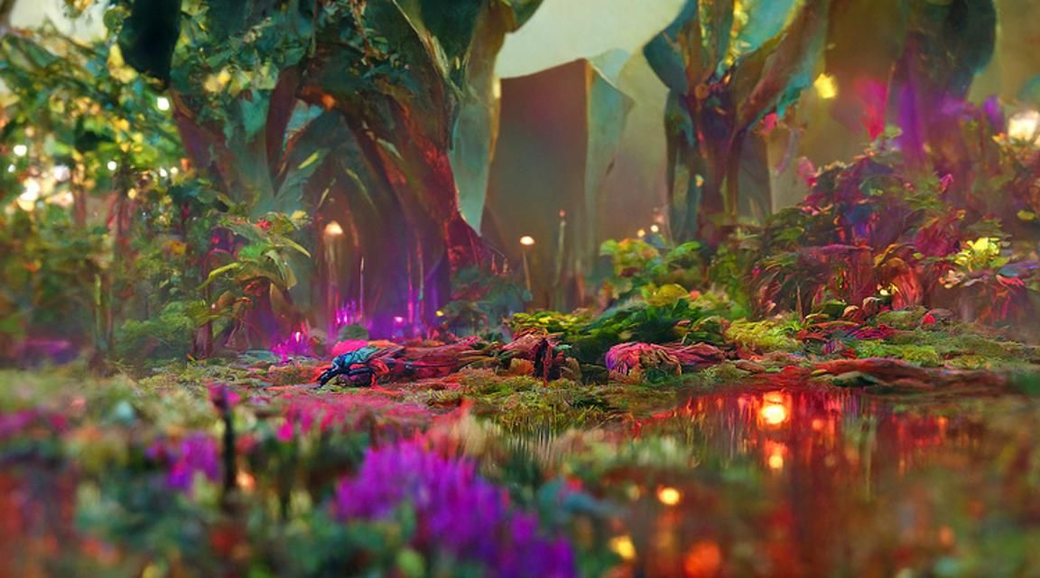Vibrant Fantasy Jungle Digital Illustration