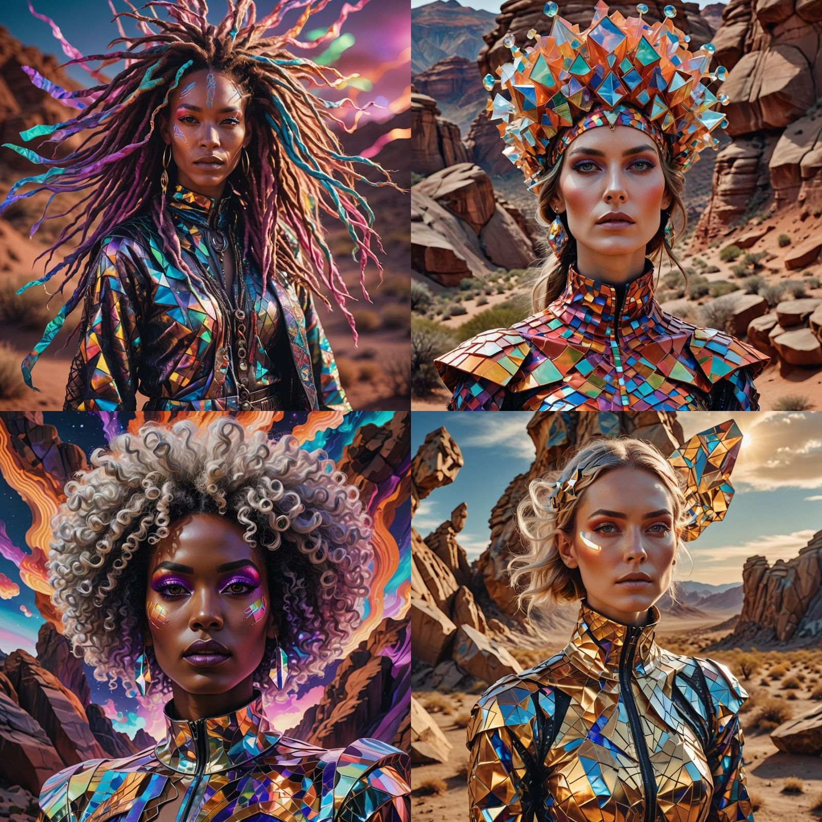 Psychedelic Woman in Futuristic Arid Landscape