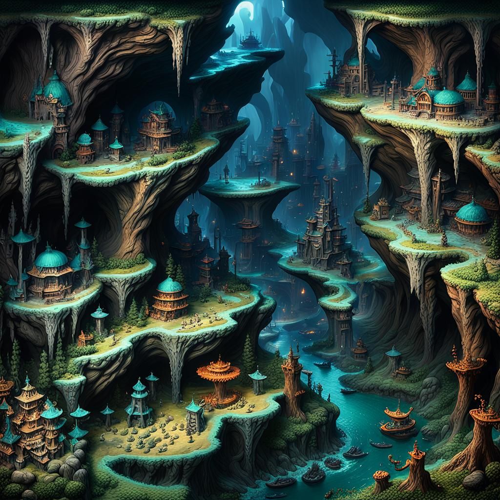 Mysterious Underwater Cave: Deep Color Fantasy Concept Art