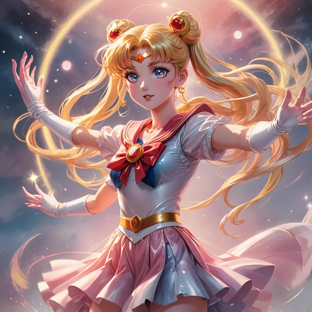 Sailor Moon in Watercolor Manga Style