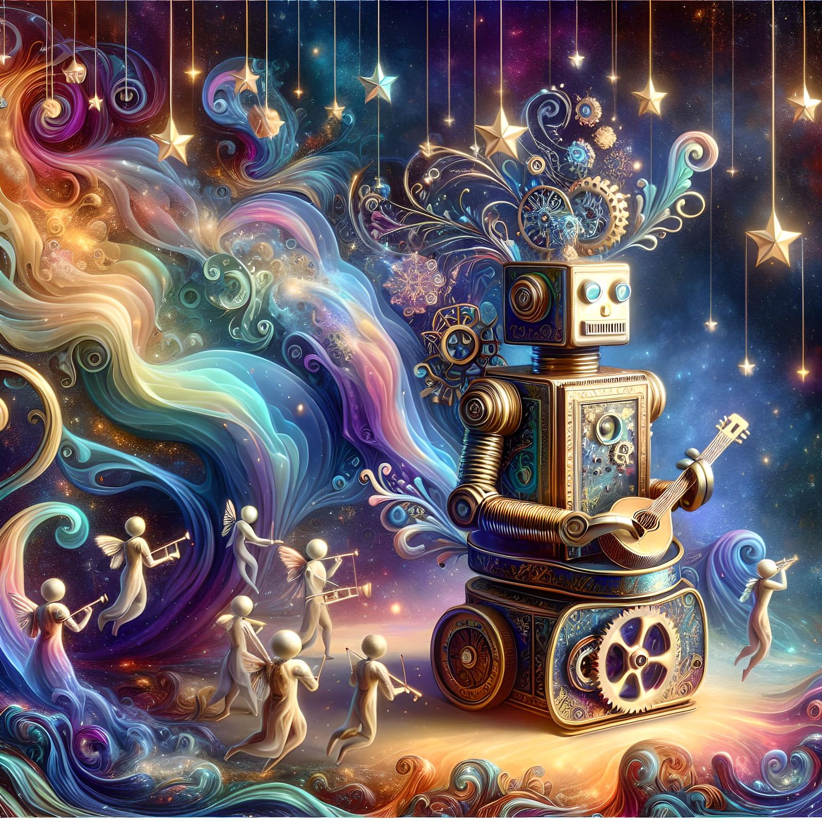 Cosmic Automaton Serenade in Art Nouveau Style