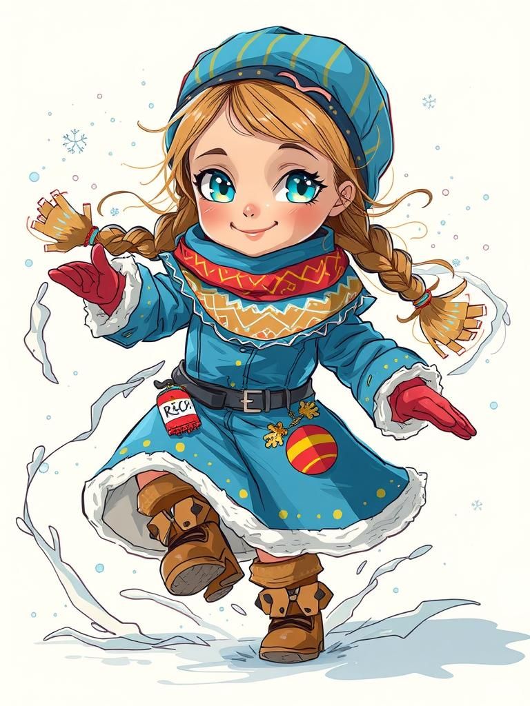 colored children 's design sketch of a cute little Russian s...