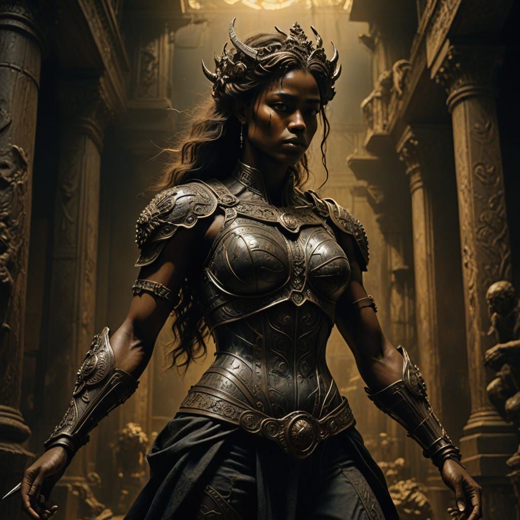 Strong Female Guardian in 19th Century Bronze