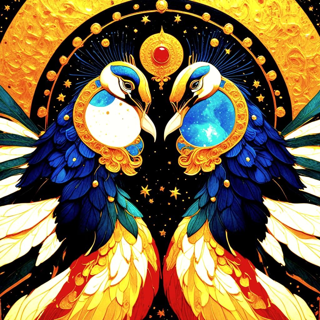 Luxurious Abstract Art with Obsidian Night Sky and Gold Leaf...