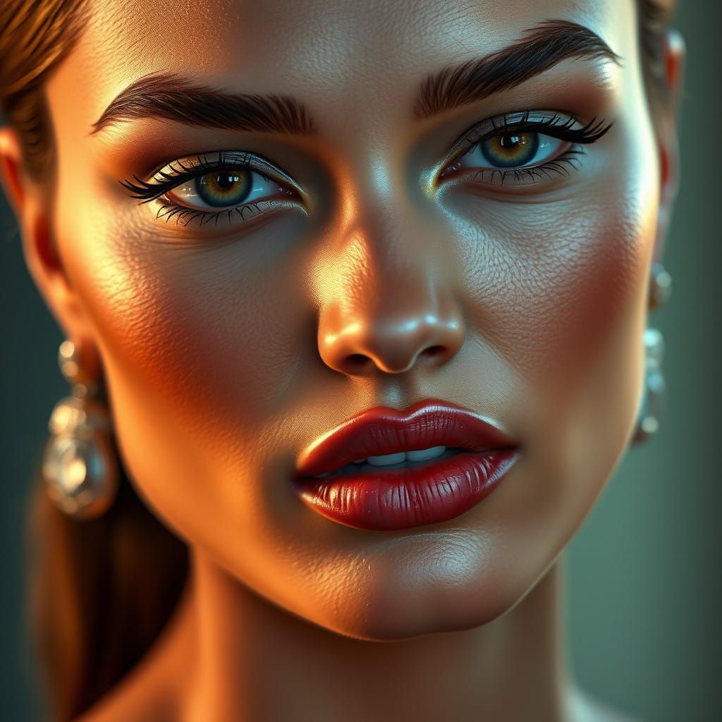 Elegant Supermodel Closeup in High-Fashion Photography Style