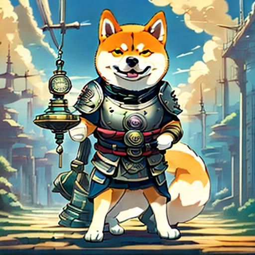 Shiba Inu Dog with Pocket Watch