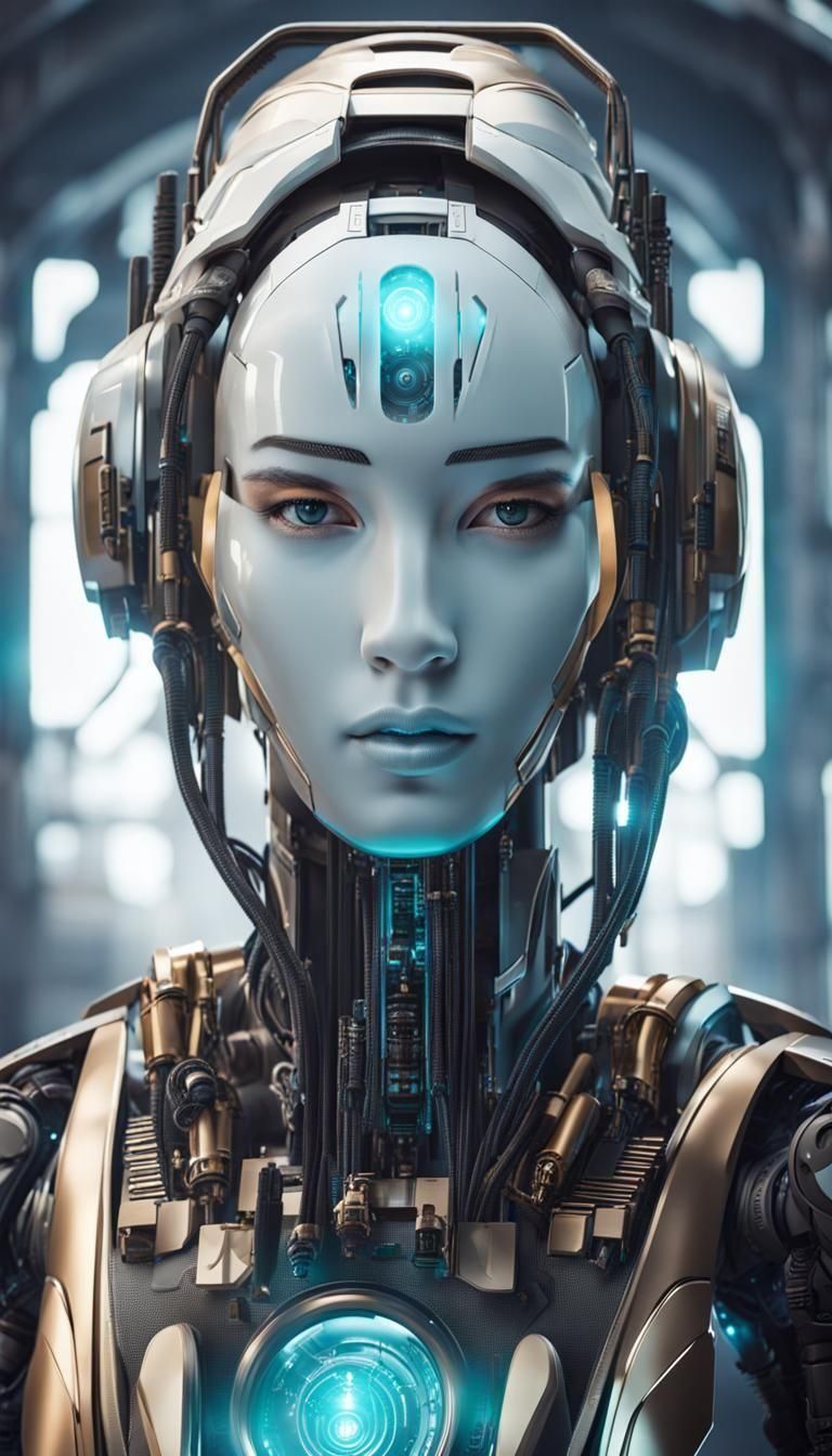 Intricately Detailed Robot in Cyberpunk Futurism