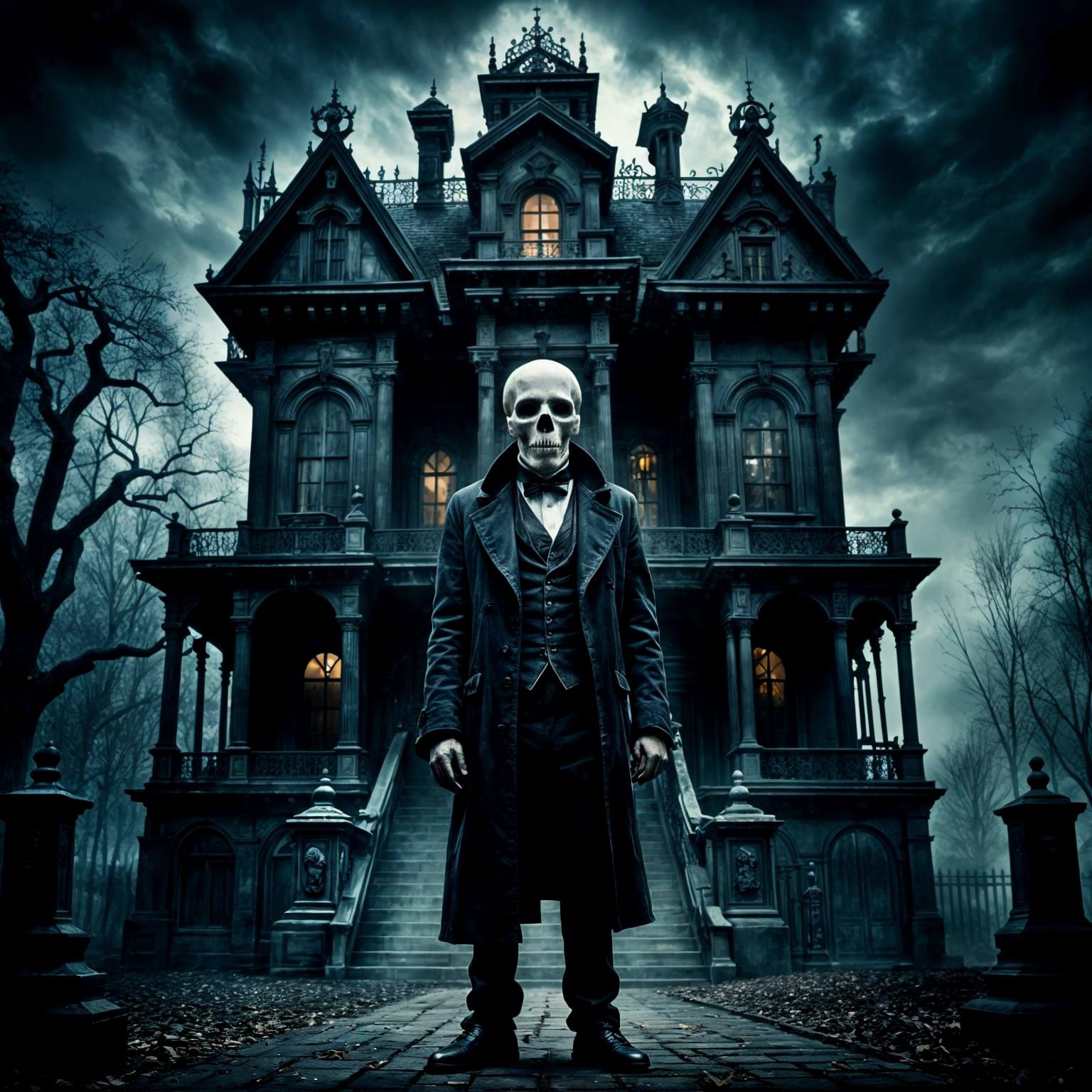 Skull Phantom Invites Entry to Haunted Mansion