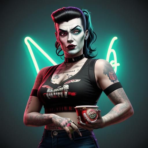 Zombie Diner Attack in 1950s Advertising Style