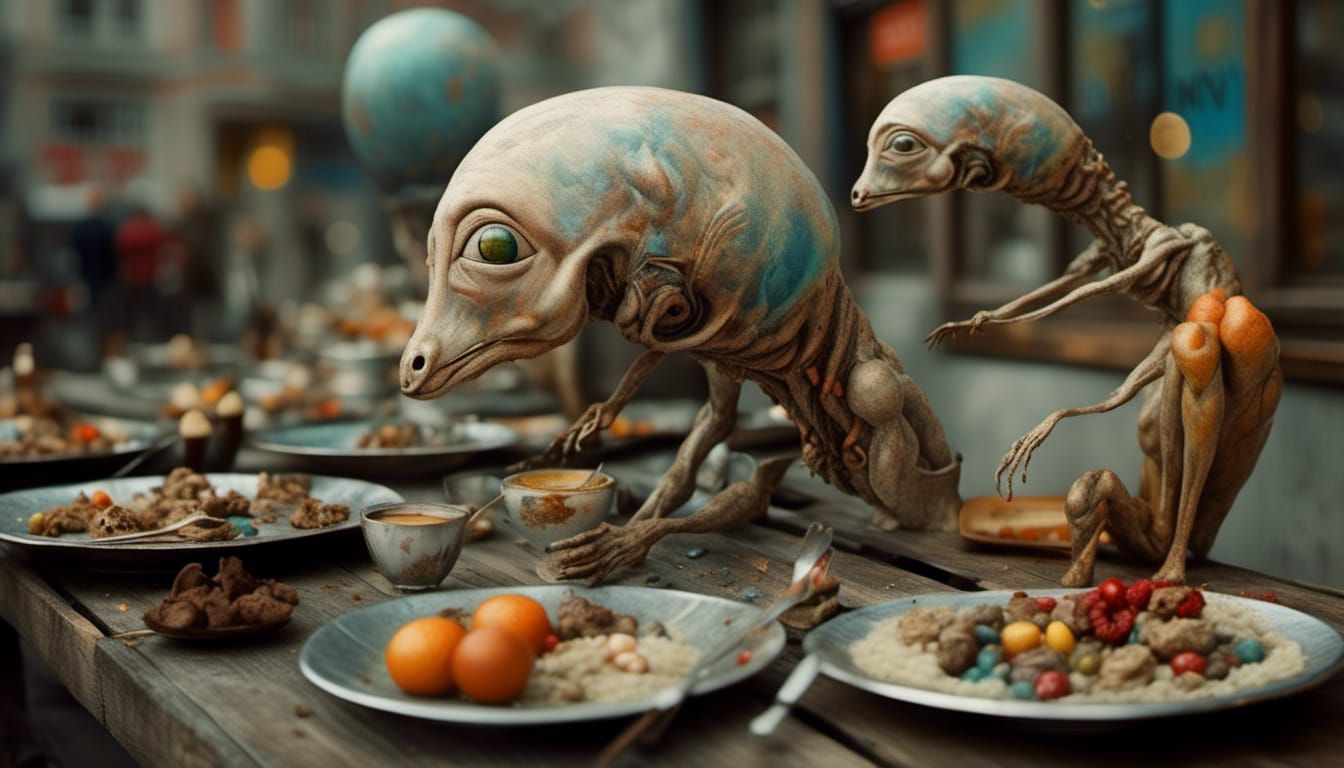 Polychromatic Alien Cityscape: Detailed Matte Painting