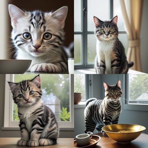 Whiskered Cat Drinks Milk in Soft Focus