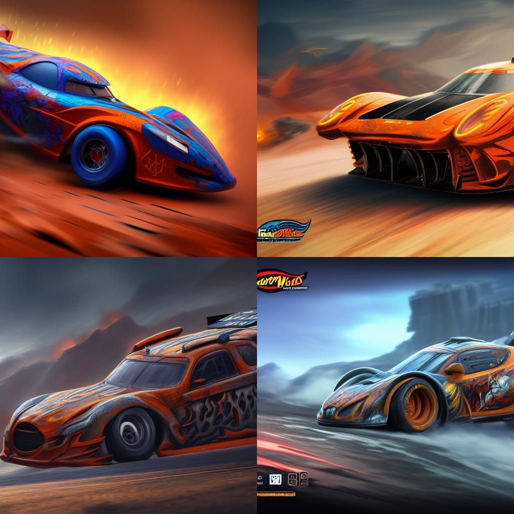 Detailed Matte Painting of a Hot Wheels Race Car