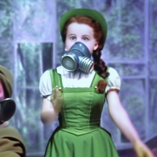 Dorothy in Gas Mask at Emerald Castle