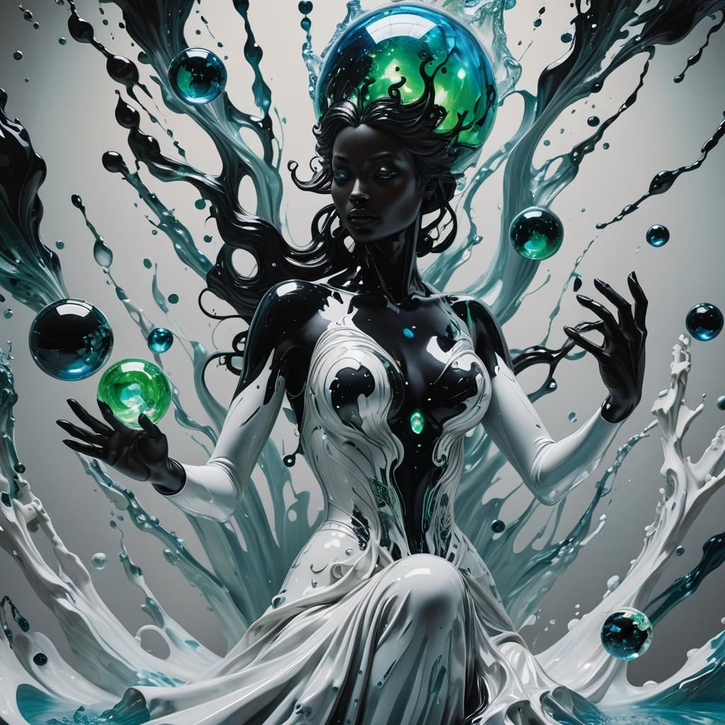 Onyx Woman Emerges Holding Plasma Ball
