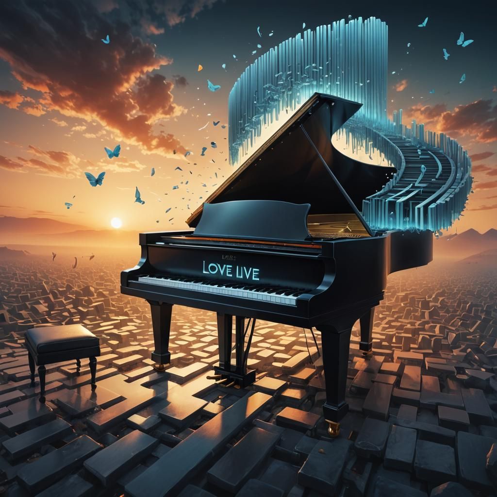Surreal Piano Key Album Art: LOVE, LIVE
