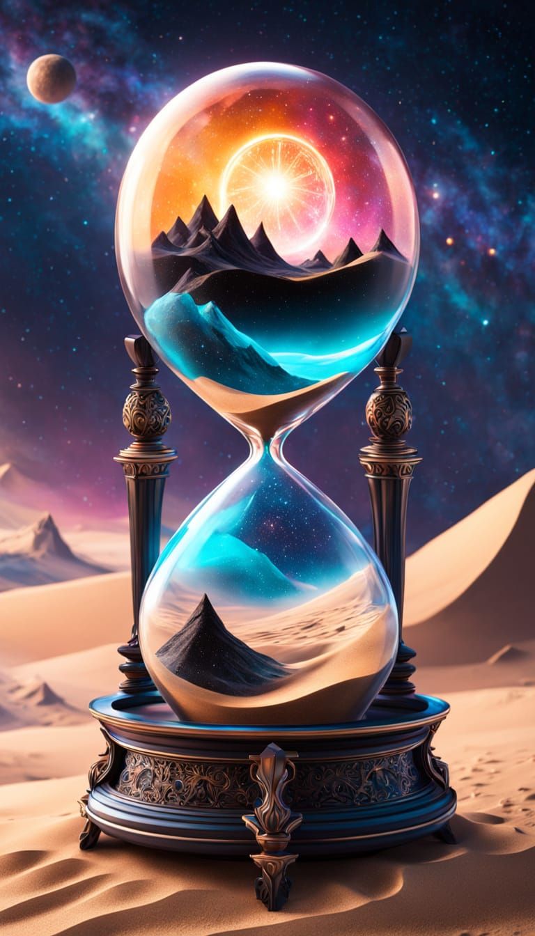 Cosmic Hourglass in Vibrant, Astral Colors