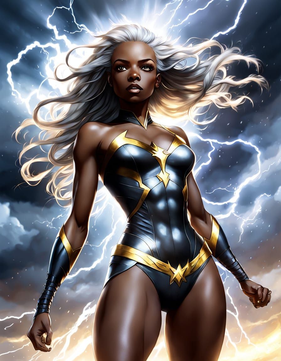 Storm Flying Through Clouds in Comic Style