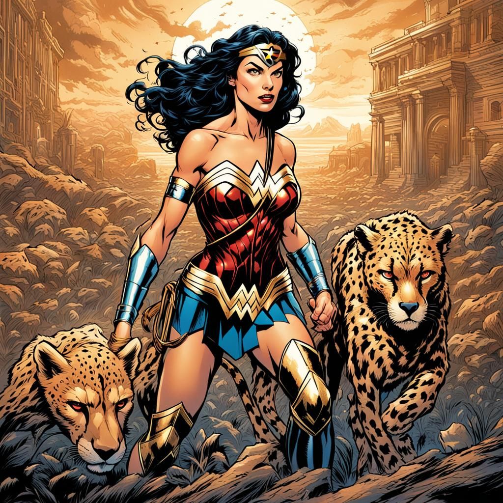 Wonder Woman and Cheetah, Comic Book Art