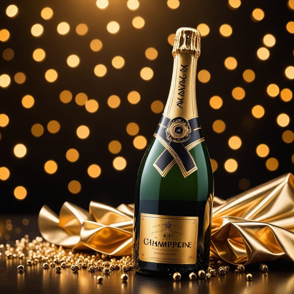 Champagne Bottle Sabered in Golden Hour Light