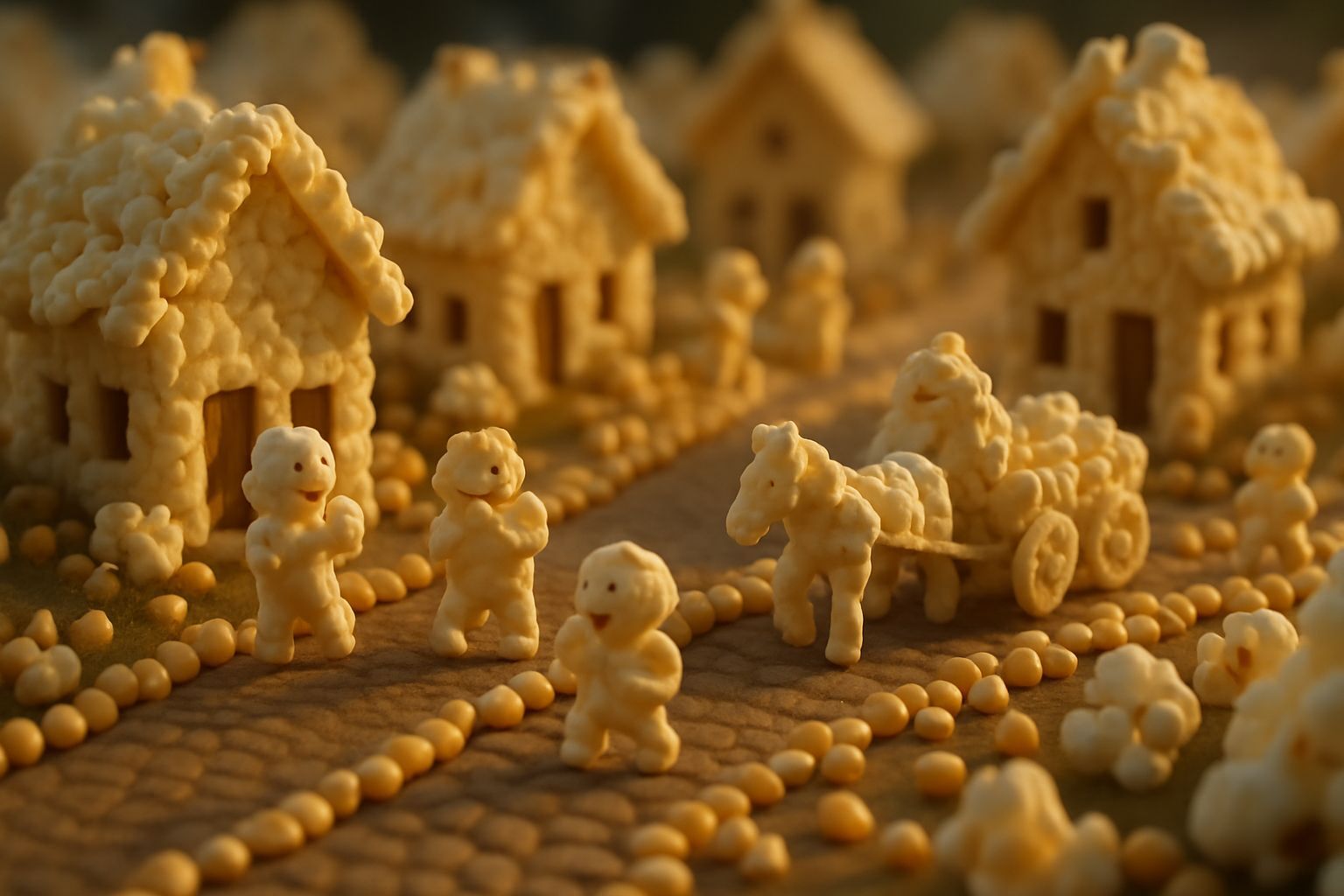 Popcorn Village: A Whimsical 3D Toy Scene