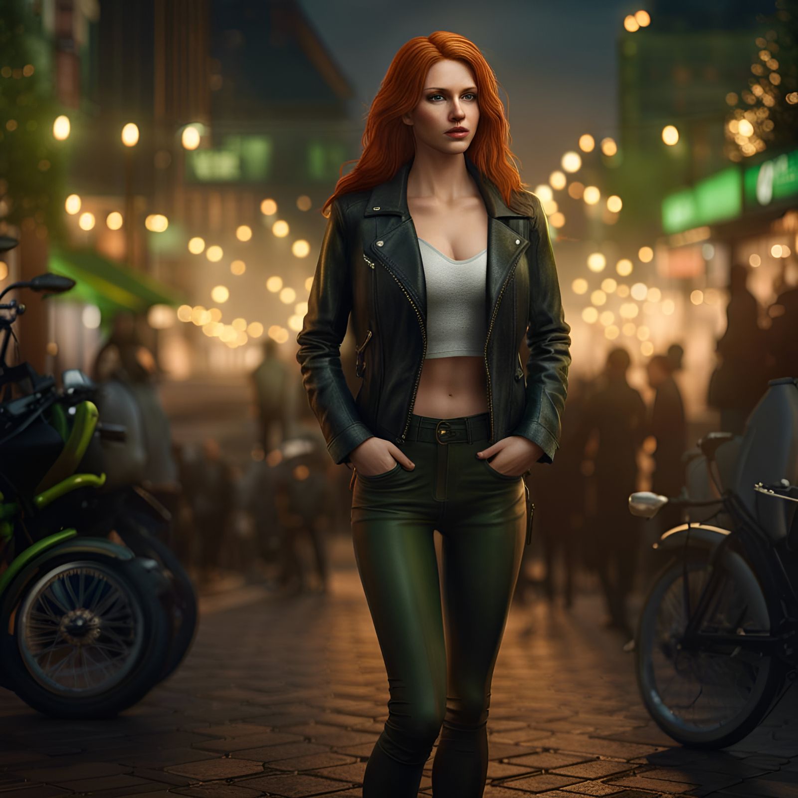 Realistic Photo of a Beautiful Auburn-Haired Woman