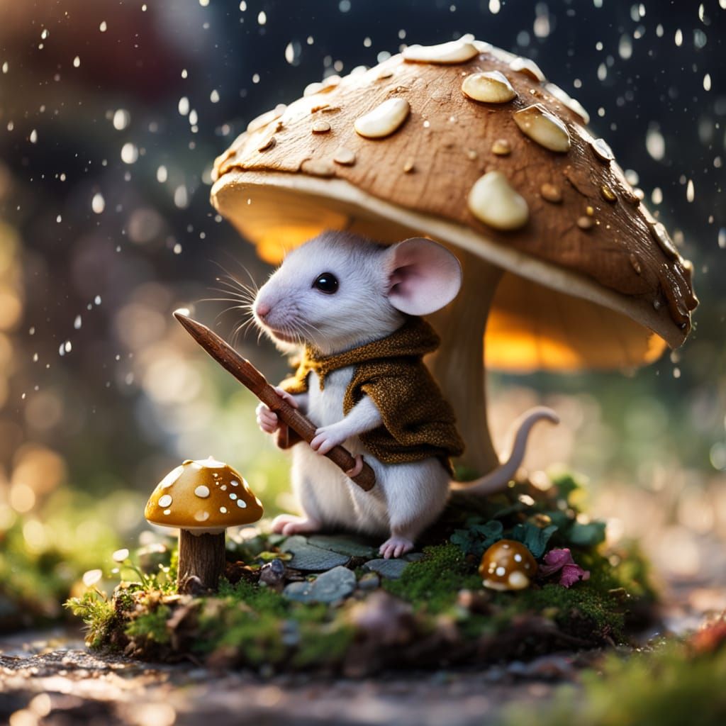 Chibi Mouse Wizard in Mushroom House
