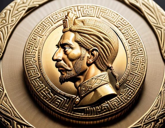 Haile Selassie Golden Coin in Ethiopian Art Style