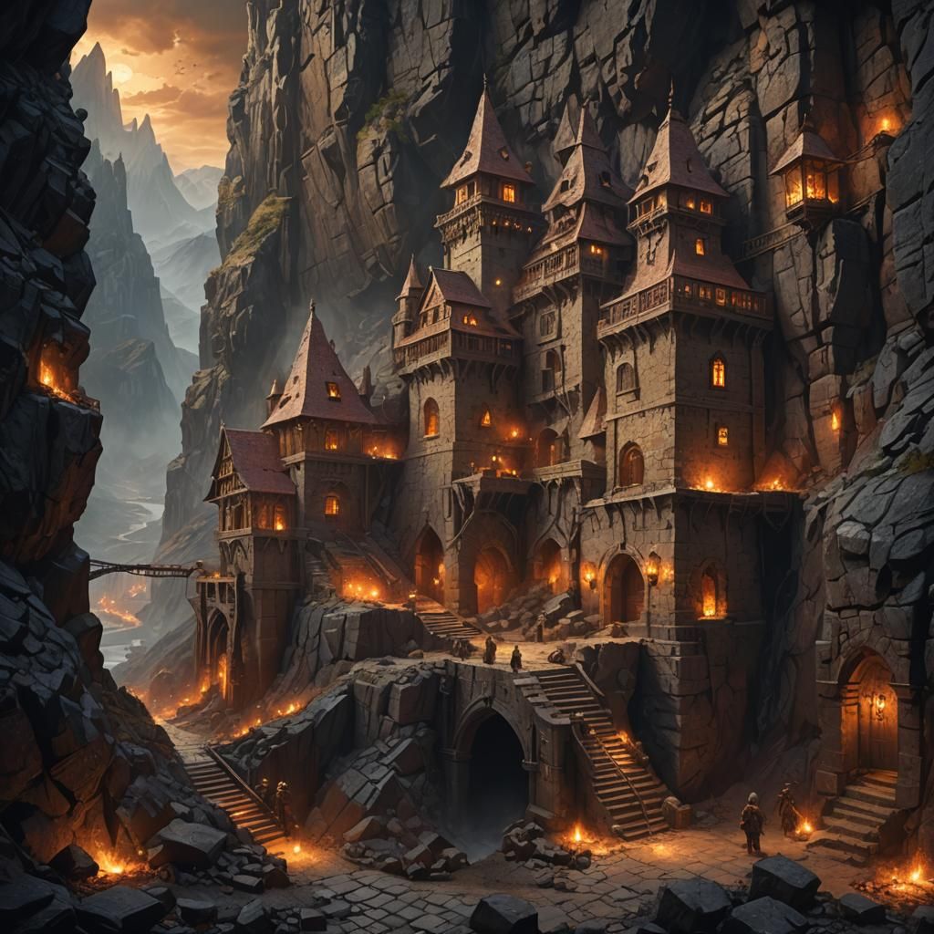 Dwarves Mining in a Mountain Fortress