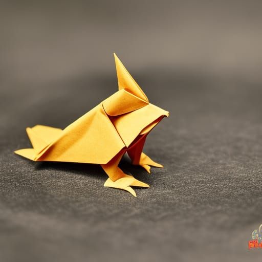 Origami Paper Frogs in Tea Garden, Papercraft Style
