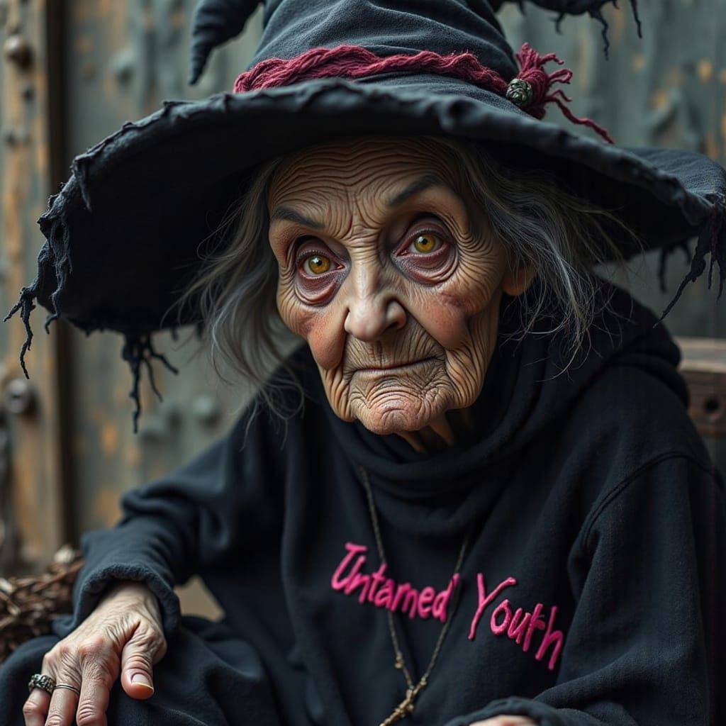 Melancholy Witch Breaking Apart in Claymation Style