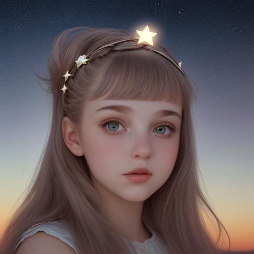 Girl with Stars: Ethereal Dreamscape
