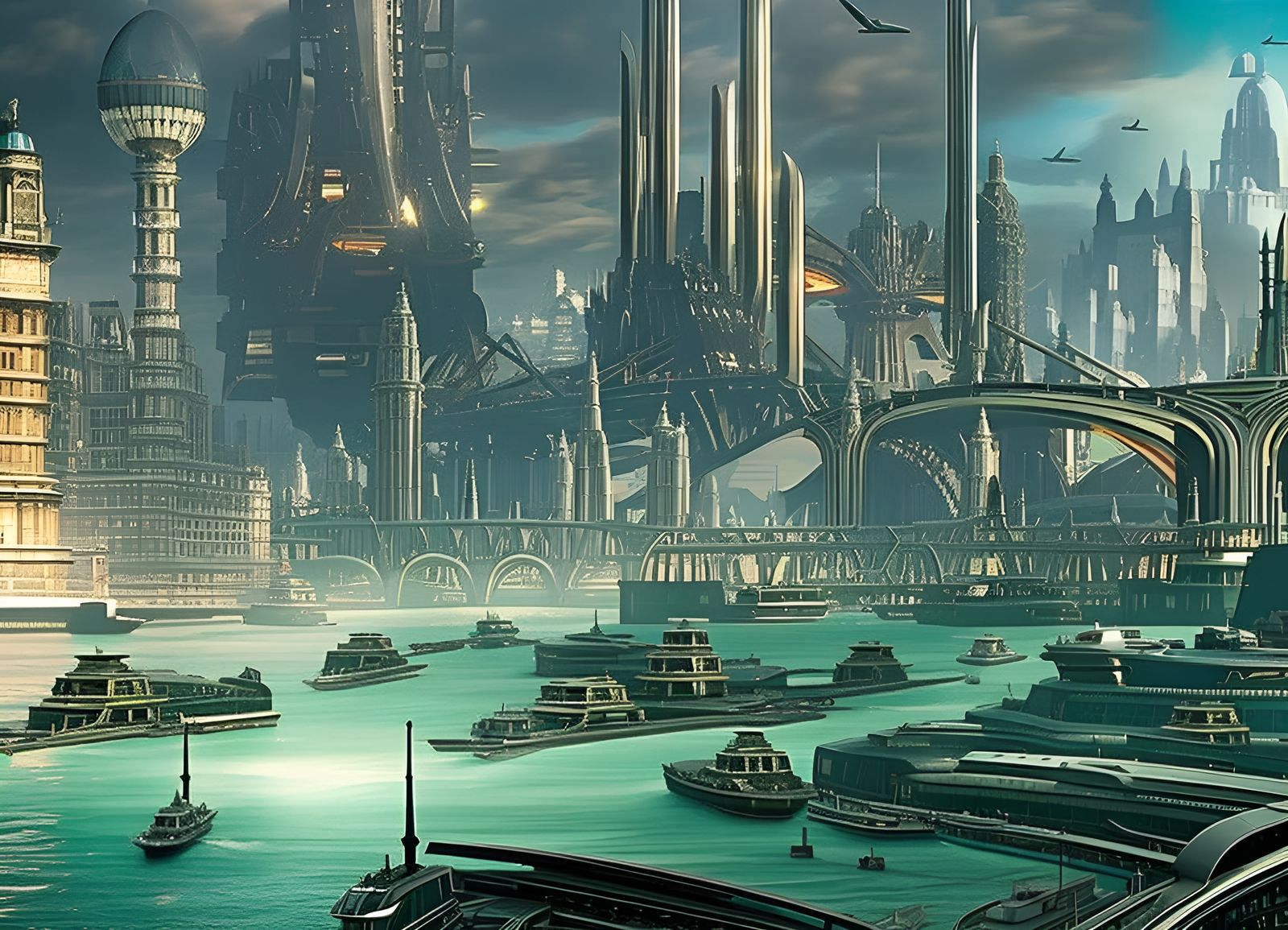 Futuristic London Skyline in the Year 2100