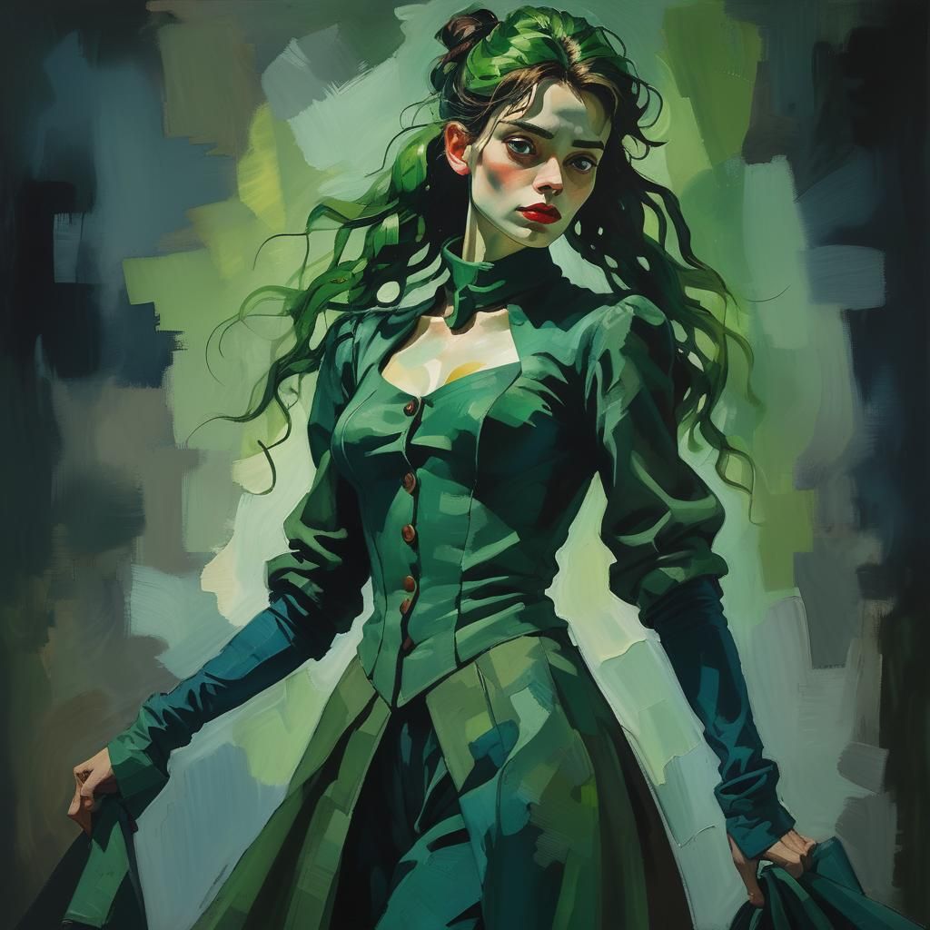 Atmospheric Portrait in Expressionist Style with Soft Brushs...