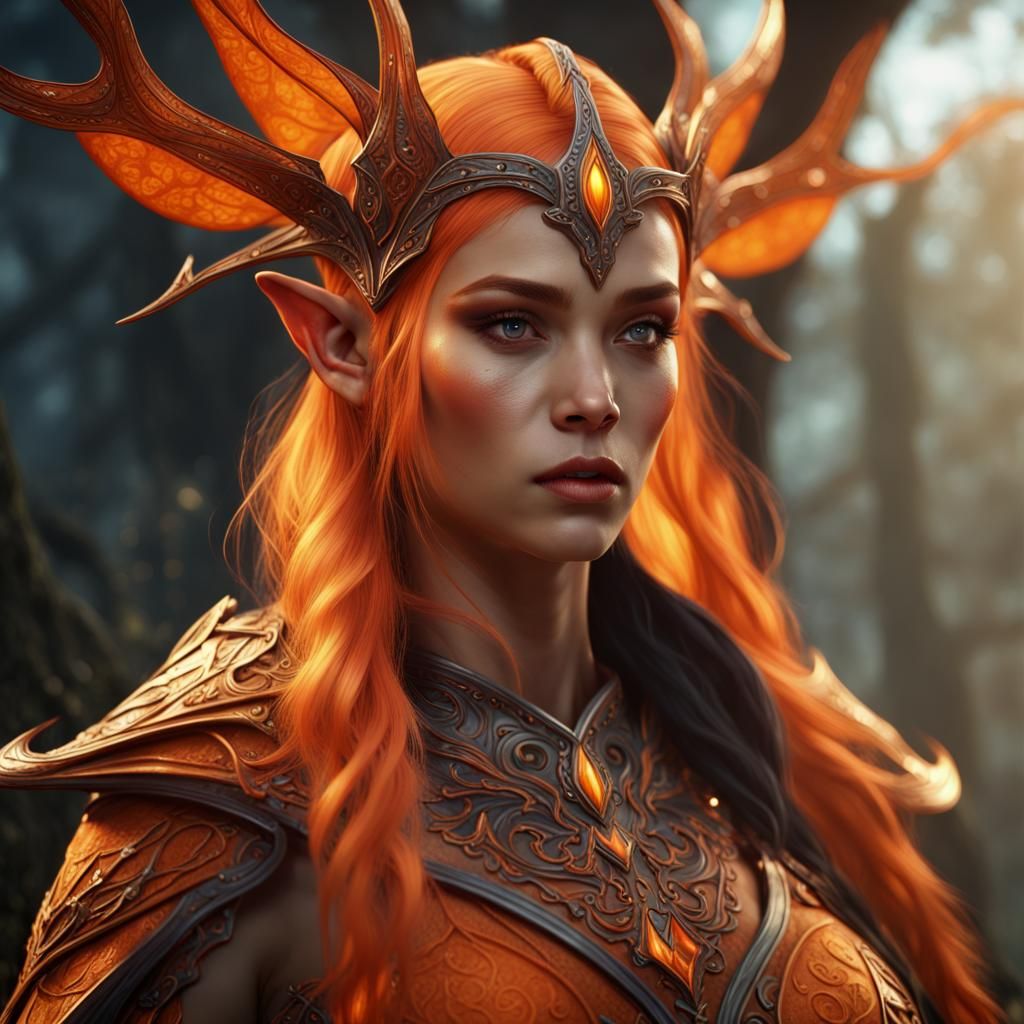 Detailed Elven Woman in Fantasy Concept Art