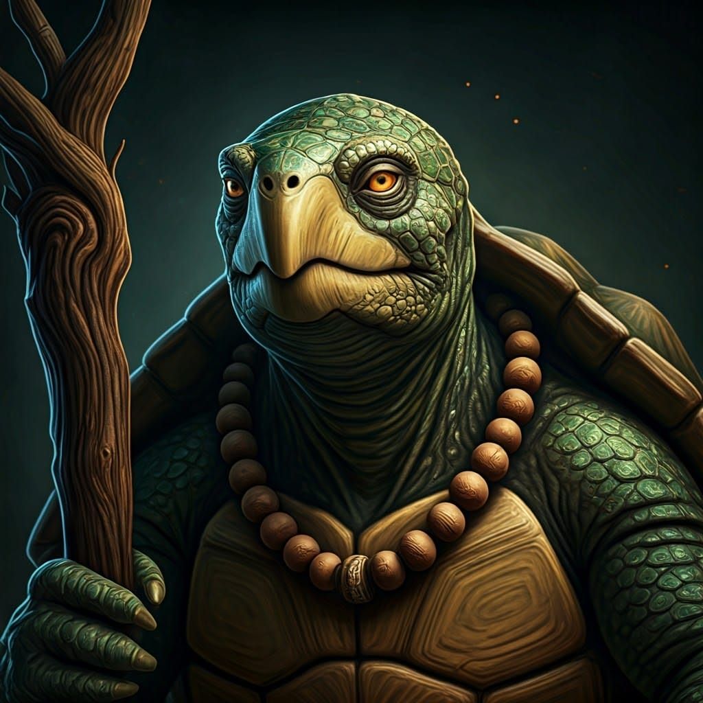 Ethereal Tortle Monk Portrait in Dark Fantasy Art Style