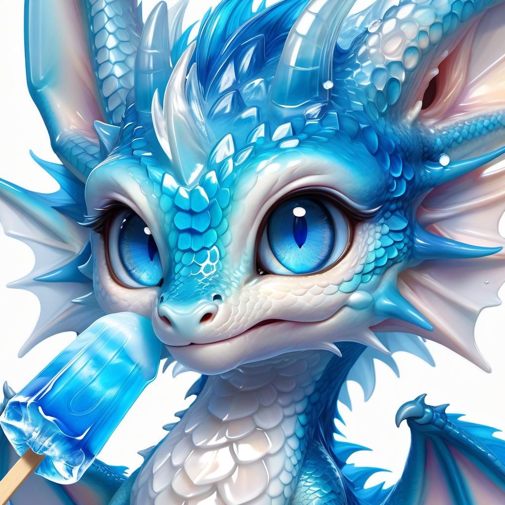Adorable Popsicle Dragon Portrait in Anime Style