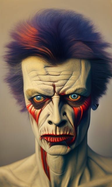 Lobo and David Bowie Portrait in Horror Style