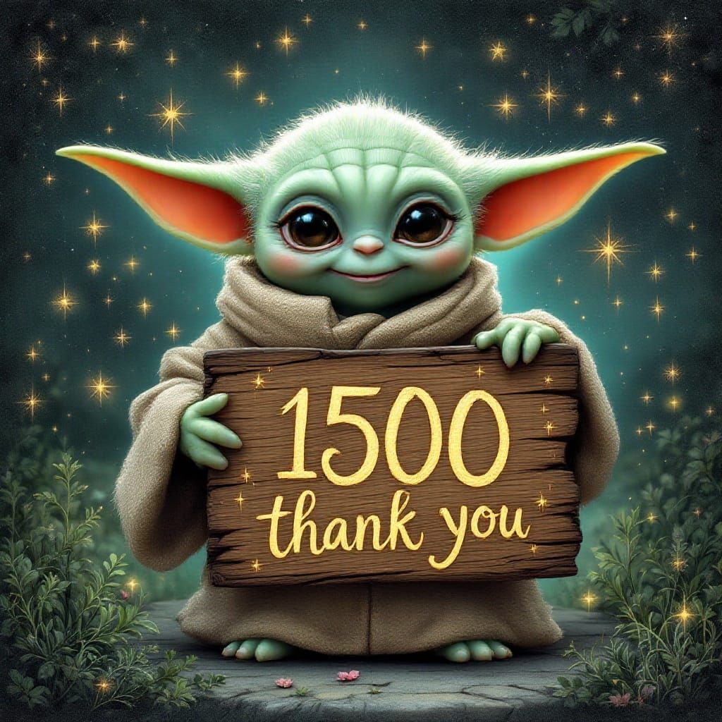 Whimsical Baby Yoda Gratitude in a Fantastical Galaxy