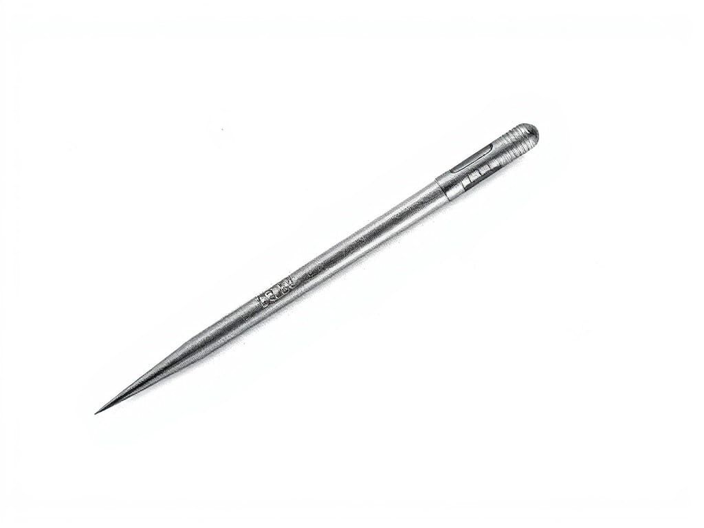 Realistic Pencil Drawing of a Metal Sewing Needle