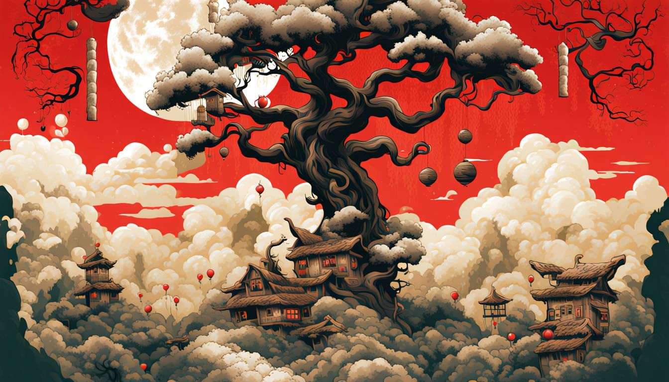 Jack and the Beanstalk: Chinese Ink Painting