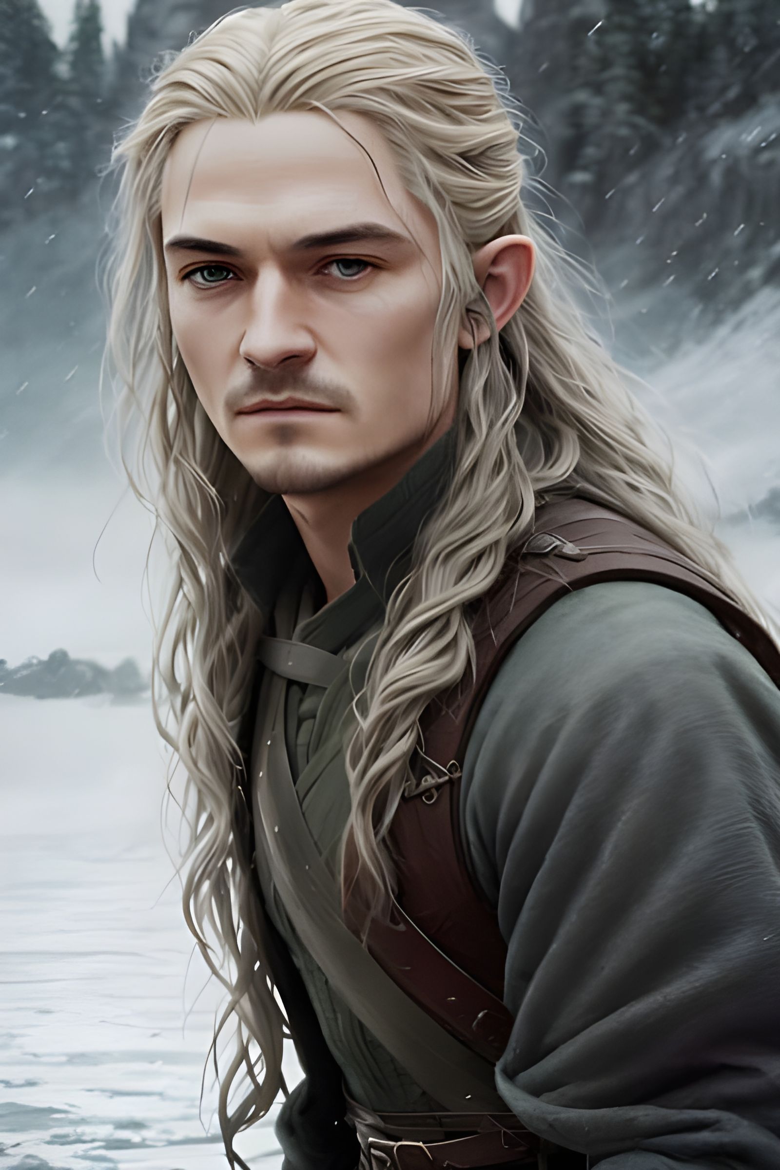 Legolas Portrait in Mordor Swamp, Digital Art