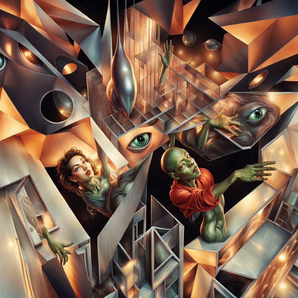 Smiling Aliens Party: Hyperrealistic Future Photography