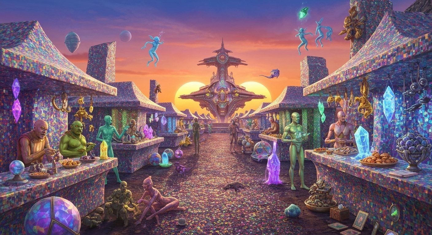 Nebula Bazaar: An Alien Marketplace Scene
