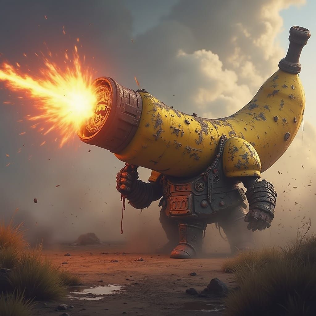 Fantastical Ork Warboss Blasted by Banana-Shaped Cannon in V...