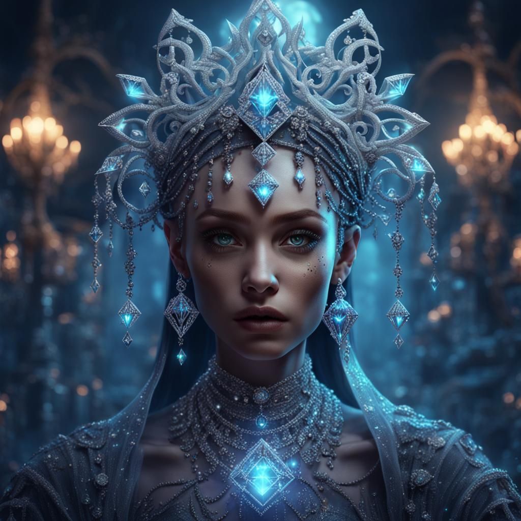 Ghost Girl with Diamonds: Detailed Fantasy Art