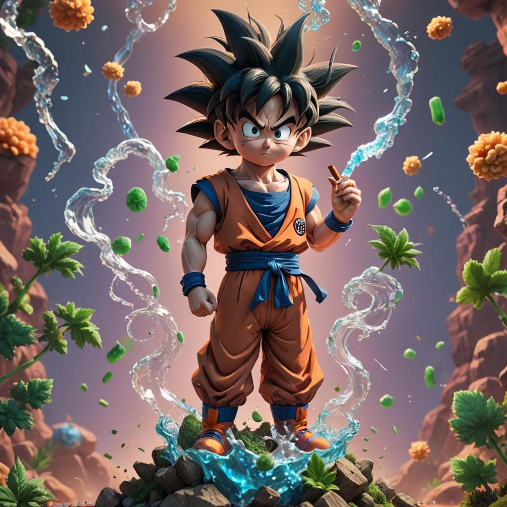 Goku Smoking a Bong: Pixar-Style 3D Digital Art