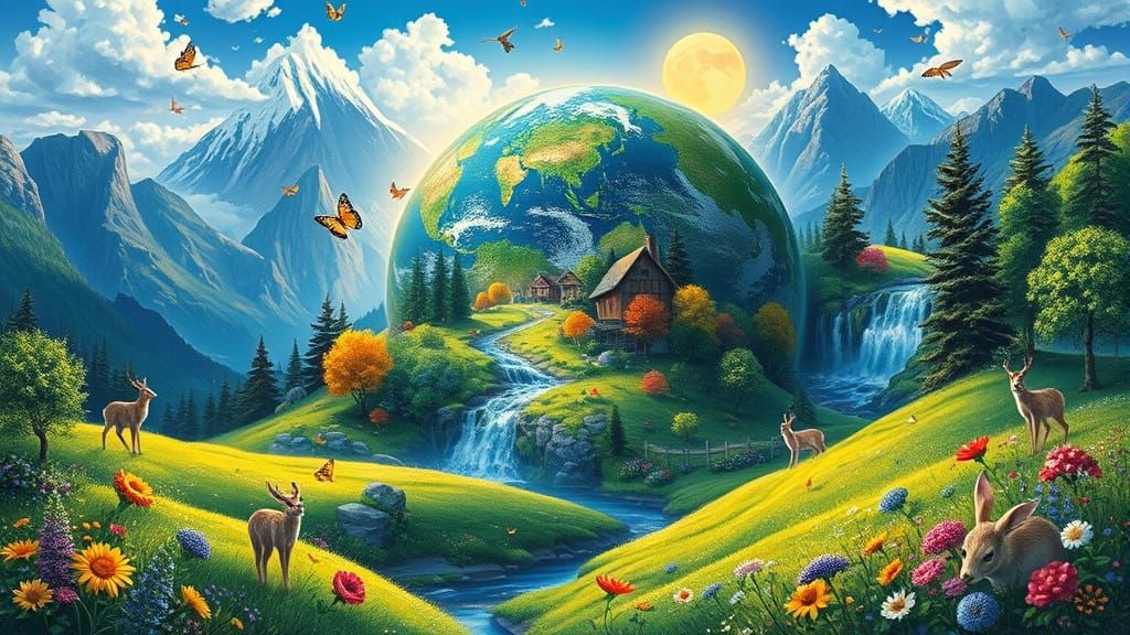 Vibrant Earth: Meadows, Waterfalls, and Sunlit Streams