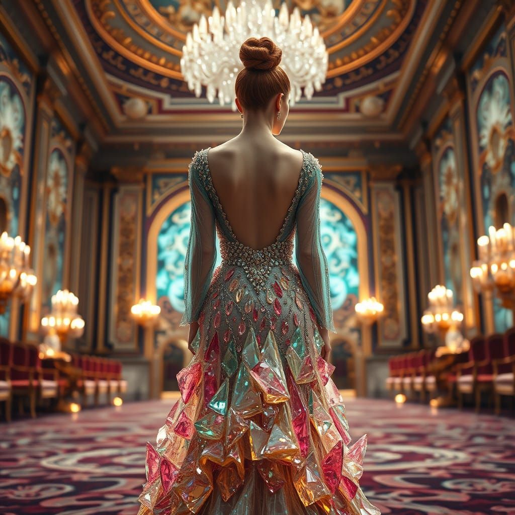 Breathtaking Crystal Ballgown in Grand Ballroom Setting