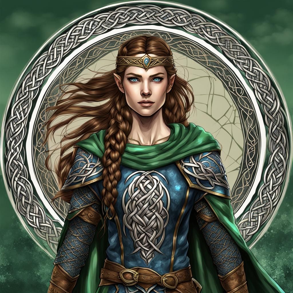 Celtic Elven Ranger in Digital Art Style