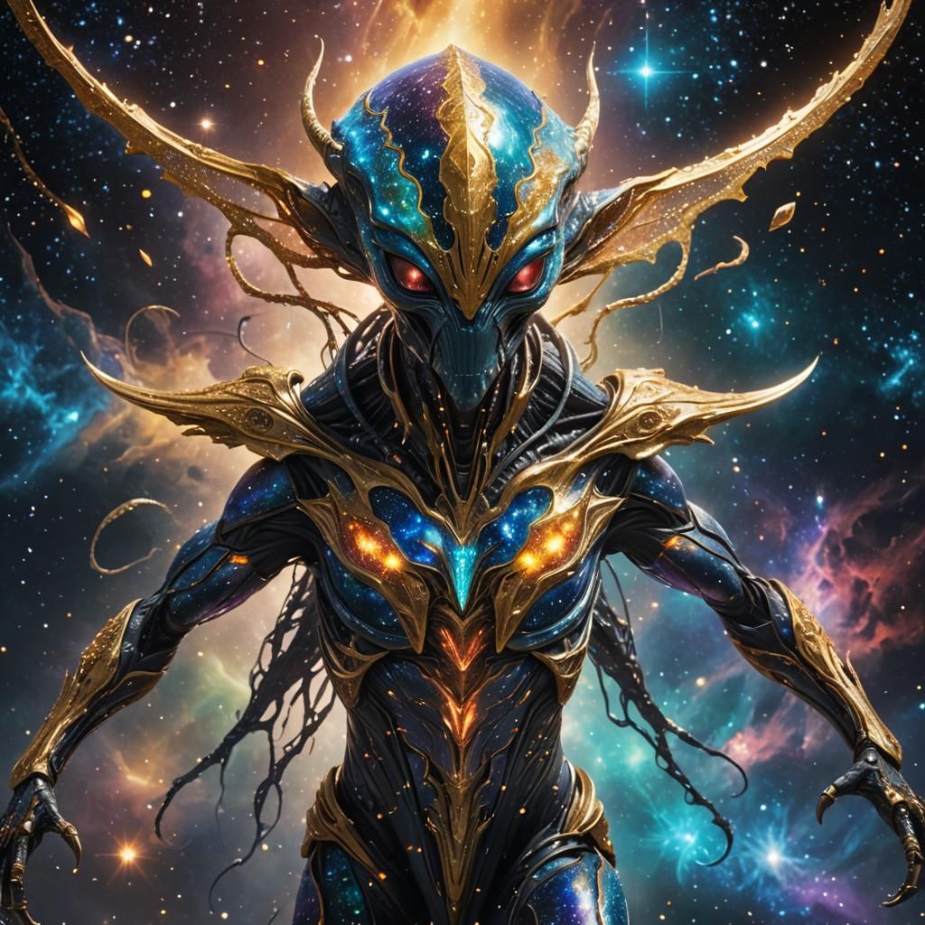 Celestial Alien Creature Made of Stars and Nebula